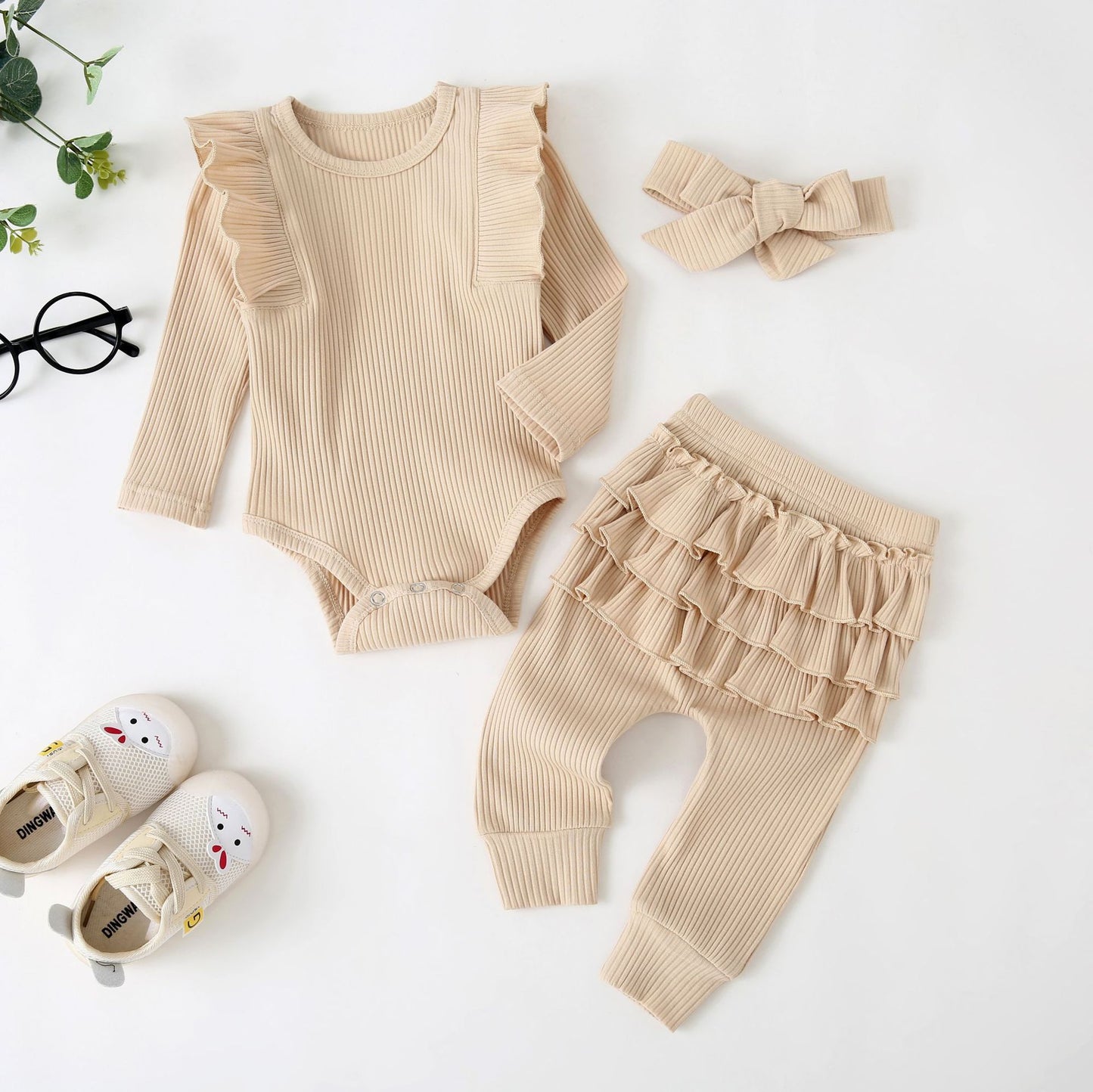 Suit Solid Color Rib Fabric Long Sleeve