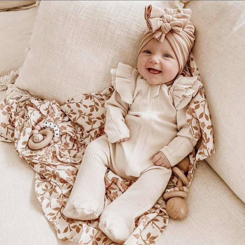 Long-sleeved Knitted Stretch Cotton Suit For Girls