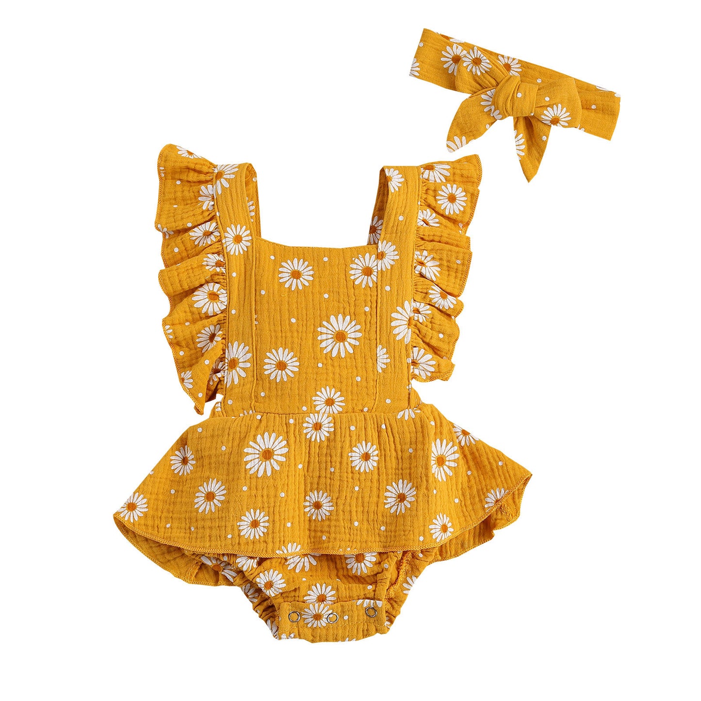 Strap Four-color Chrysanthemum One-piece Romper Dress Triangle Romper Headband