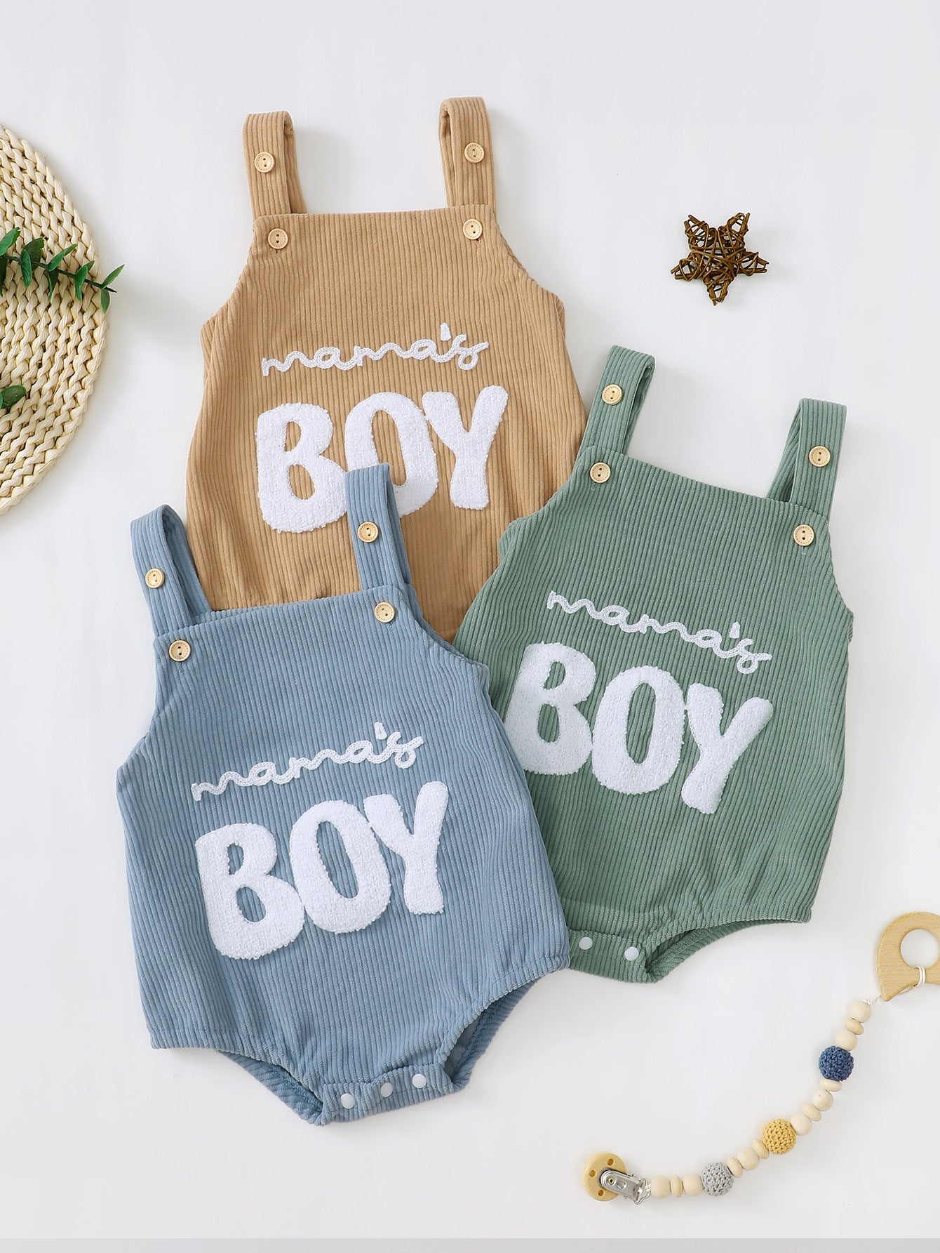 Male And Female Baby Corduroy Suspender Towel Embroidery