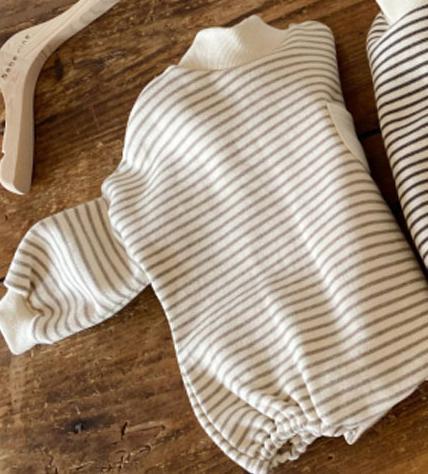 Striped Turtleneck Romper Bag Fart Sweater Loose And Casual