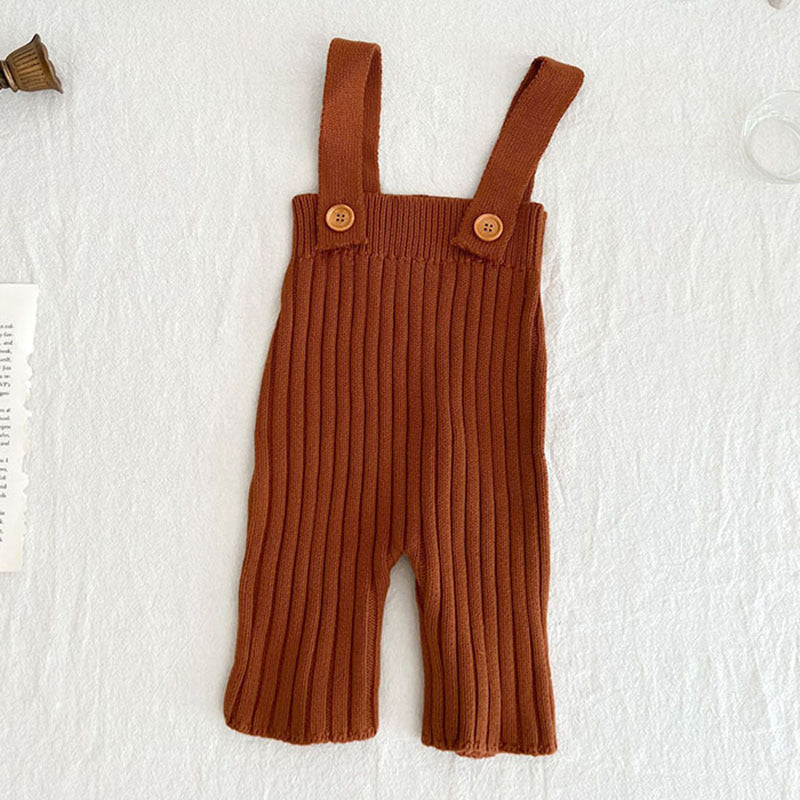 Infant Children's Knitting Suspender Wide Leg Pants With High Waist