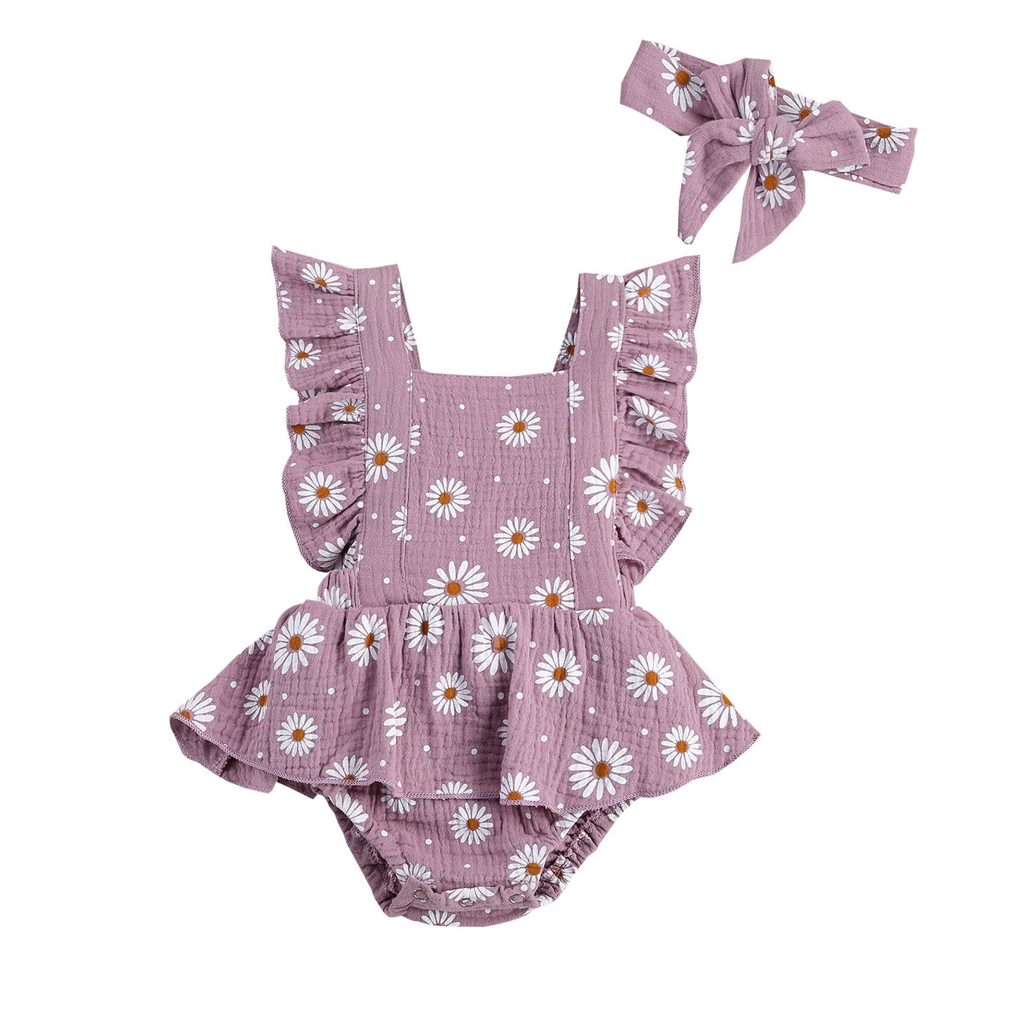 Strap Four-color Chrysanthemum One-piece Romper Dress Triangle Romper Headband