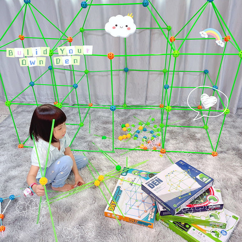 Children's DIY Bead Insertion Tent Game House With Building Blocks