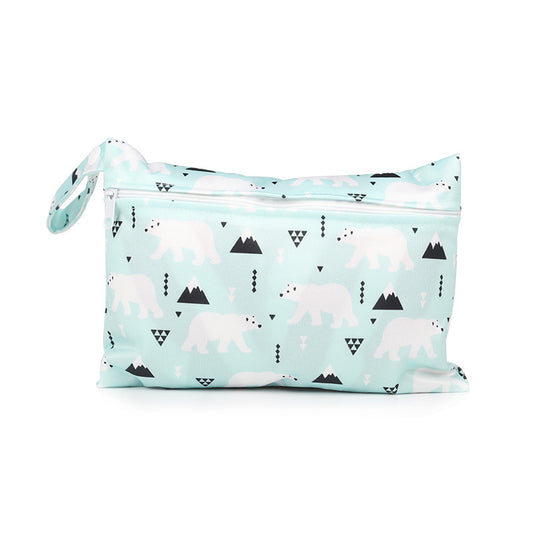 Cartoon printed single zipper small diaper storage bag