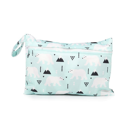 Cartoon printed single zipper small diaper storage bag