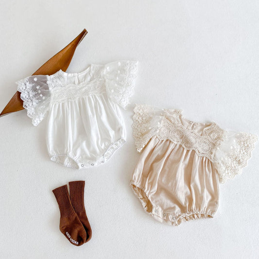 Flying Sleeve Lace Fart Romper Jumpsuit