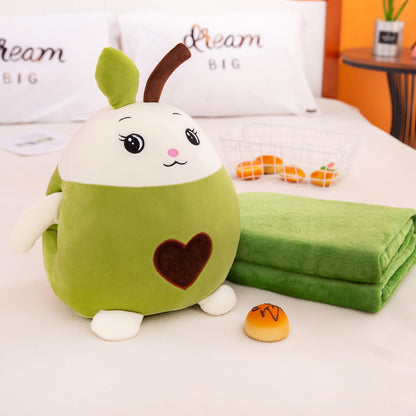 Cartoon Rabbit Air Conditioner Blanket With Plush Hand Warming Pillow
