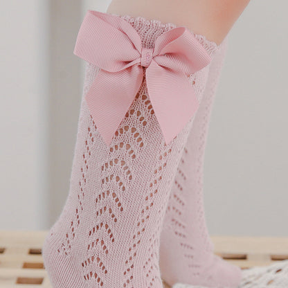 Infant Baby Loose Bow Stockings Hole Socks