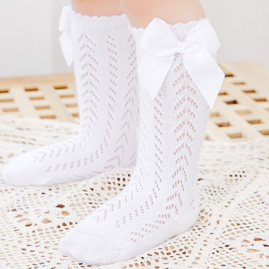 Infant Baby Loose Bow Stockings Hole Socks