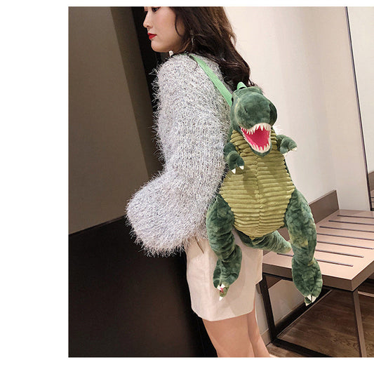 Simulation big dinosaur children's backpack creative new cartoon toy dinosaur bag plush toy bag factory direct supply