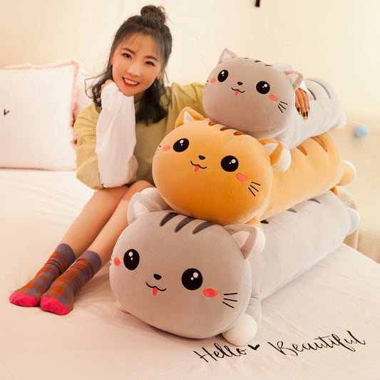 Foreign Trade Export Plush Toy Online Store Lying Down Happy Cat Pillow