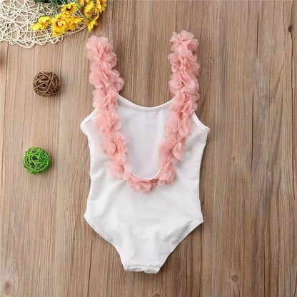 INS Hot Style Children's Sleeveless Summer Stitching Sling Lace Backless Swimsuit