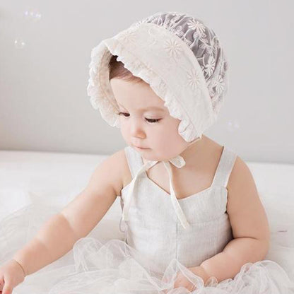 Baby Girl Fetal Cap, Children's All-Match Sunshade Hat, Lace Sun Basin Hat, Autumn Princess Fisherman Hat