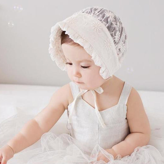 Baby Girl Fetal Cap, Children's All-Match Sunshade Hat, Lace Sun Basin Hat, Autumn Princess Fisherman Hat