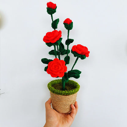 Handmade Sunflower Rose Flower Plush Plant Home Bedroom Decoration Christmas Valentine's Day Gift