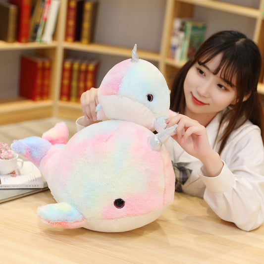 Cartoon Colorful Narwhal Plush Doll