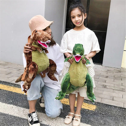 Creative 3D Dinosaur Backpack for Children Cartoon Animal Plush Dinosaurs Bag Cute Funny Parent-child Bags for Girl Boys