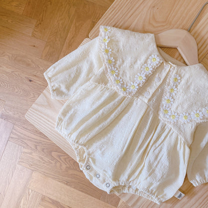 0-2 Years Old Baby Daisy Romper Spring Baby Square Neck Long-sleeved Shirt
