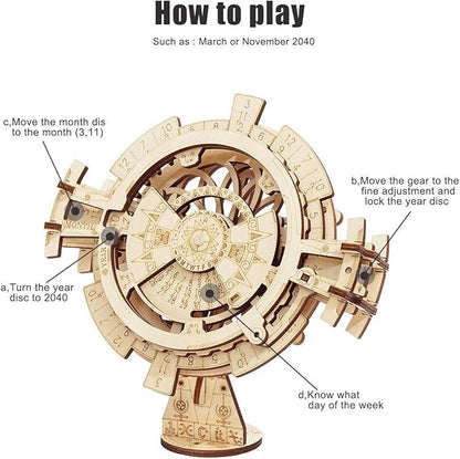 ROBOTIME 3D Puzzles Perpetual Calendar Wooden Model Kits Brain Teasers Sets LK201
