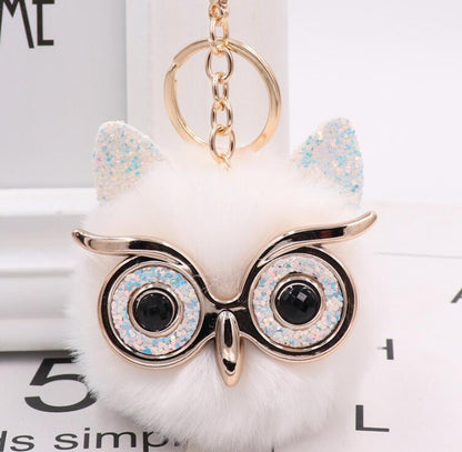 Lovely Owl Plush Doll Kids Favors Fur Ball Key Chain