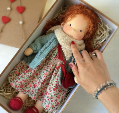 Handmade Plush Doll Golden Curly Girl Finished Product