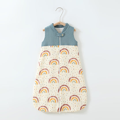 Baby Sleeping Bag Double Layer Patchwork Stand-up Collar Gauze Waistcoat Sleeping Bag