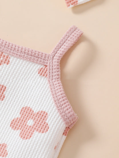 Baby Girl Waffle Print Overall Dress Set