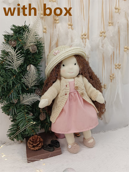 Handmade Plush Doll Golden Curly Girl Finished Product