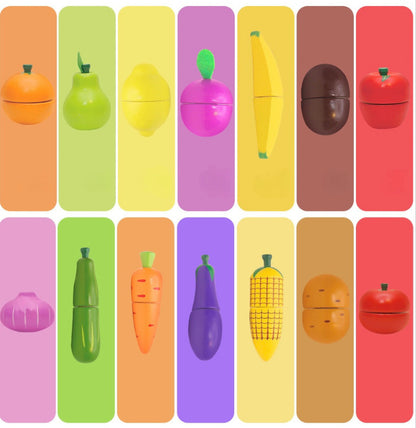 Wooden Vegetable Magnetic Children's Play House Cut Fruit Toys