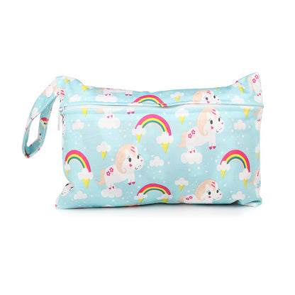 Cartoon printed single zipper small diaper storage bag
