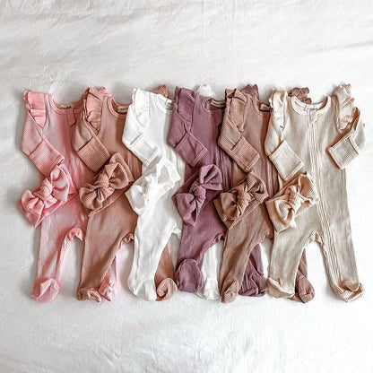Long-sleeved Knitted Stretch Cotton Suit For Girls