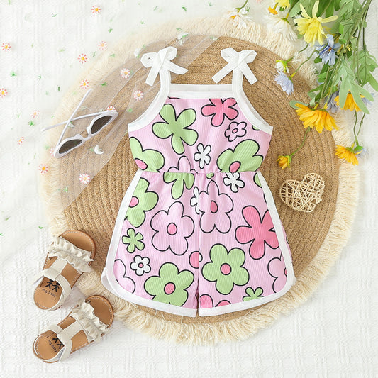 Summer New Girls' Jumpsuit Printed Sling