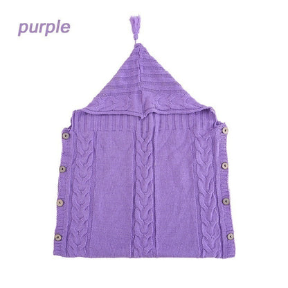 Infant Baby Tassel Ca P Sleeping Bag Sweater Wooden Button Hooded Sleeping Bag