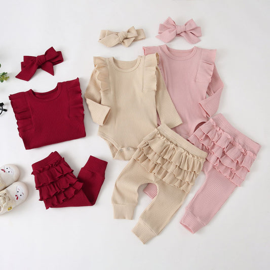 Suit Solid Color Rib Fabric Long Sleeve