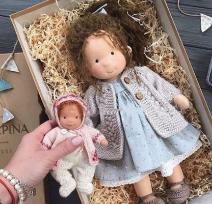 Handmade Plush Doll Golden Curly Girl Finished Product