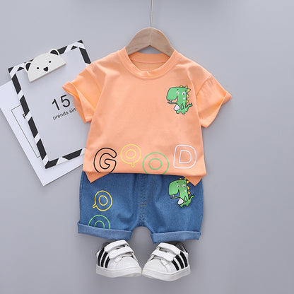 Boys' Short-sleeved Cartoon Casual Suit