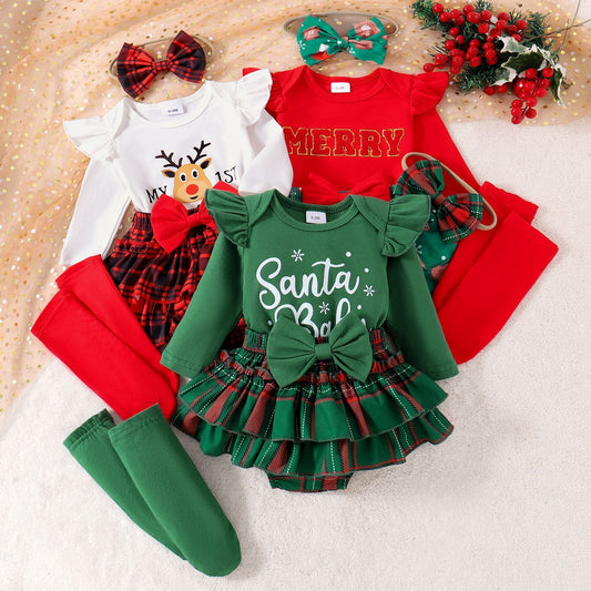 Autumn And Winter Infant Sunken Stripe Long Sleeve Letter Printed Two-piece Suit