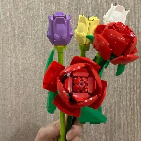 Rose Bouquet Tulip Small Particle Building Block Assembly