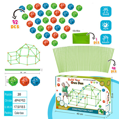 Children's DIY Bead Insertion Tent Game House With Building Blocks