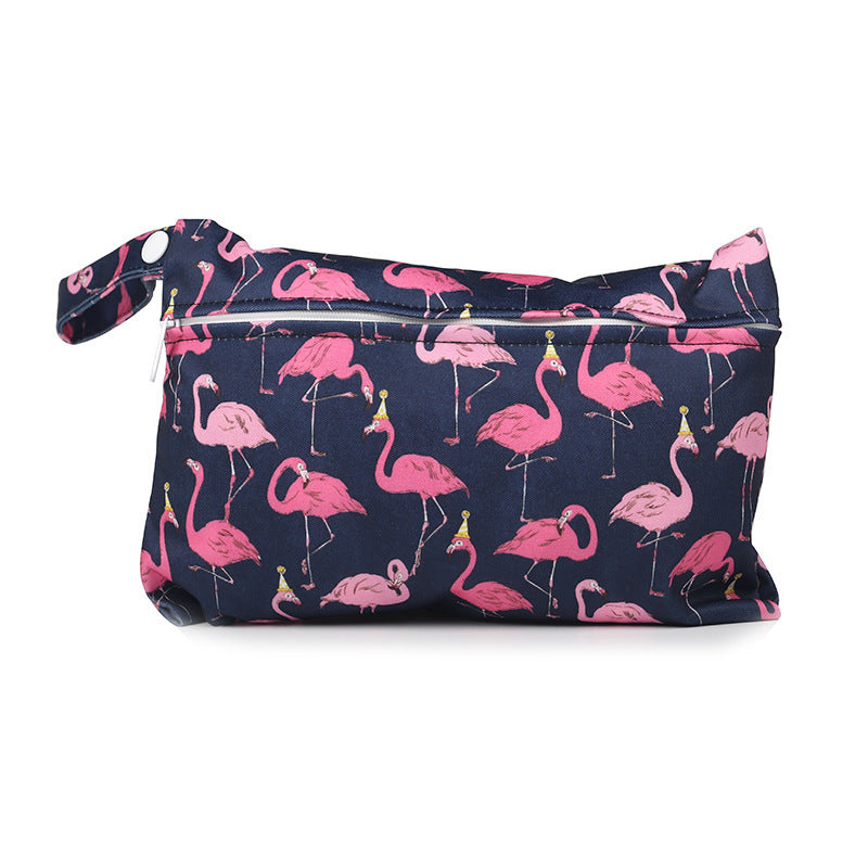 Cartoon printed single zipper small diaper storage bag