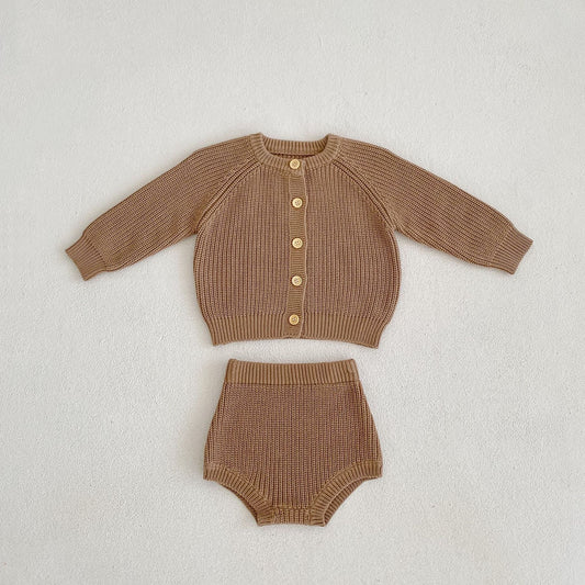 Baby Cotton Yarn Bulky Underpants Cardigan Coat Two-piece Suit