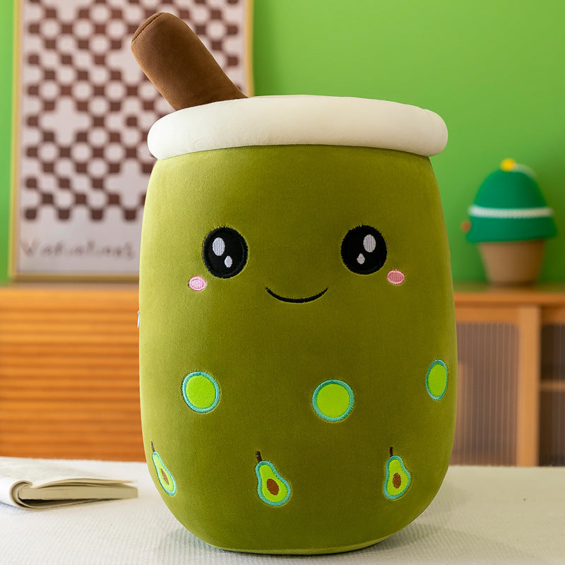 Fruit Milky Tea Cup Pillow Plush Toy Leather Phone Case