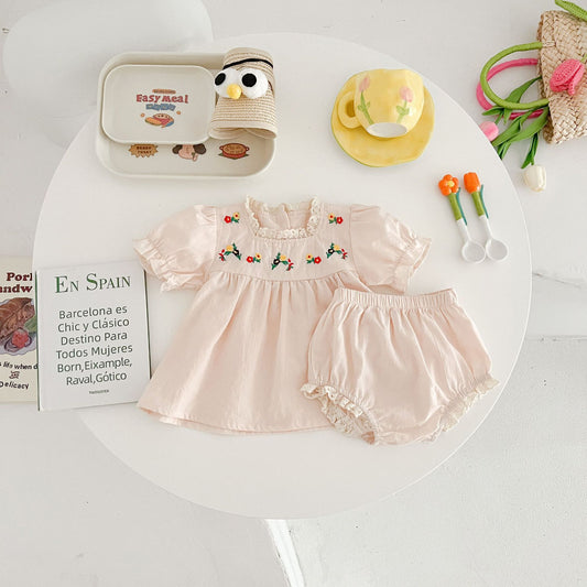Female Treasure Embroidered Lace Two-piece Set
