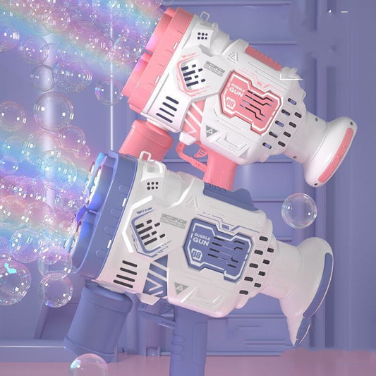 Bubble Gun Rocket Soap Bubble Machine Electric Space Launcher Continues To Produce Bubbles With LED Light