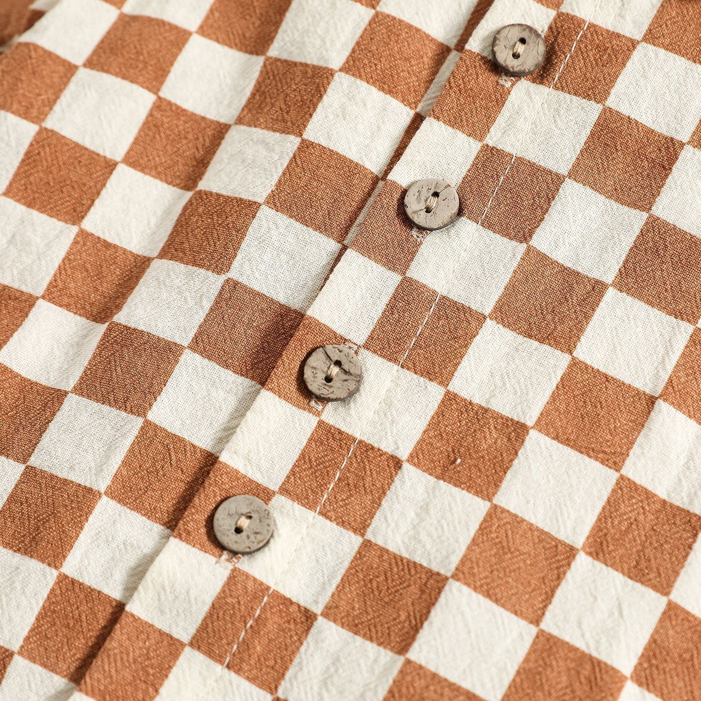 Cotton And Linen Short Sleeve Lapel Polo Shirt Two-piece Set