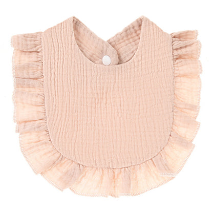 Ruffled Cotton Gauze Lace Bib Saliva Pocket