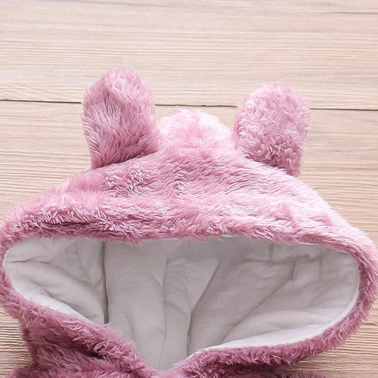 Solid Color Cartoon Baby One-piece Thick Cotton Velvet Suit