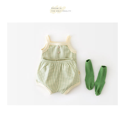 Baby Suit Summer Pajamas New Korean Style Infant Thin Suspenders Vest Shorts Boys 'and Girls' Home Wear
