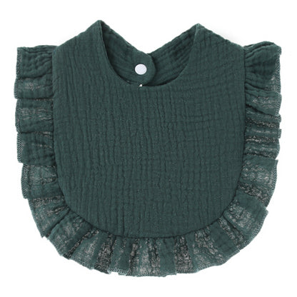 Ruffled Cotton Gauze Lace Bib Saliva Pocket